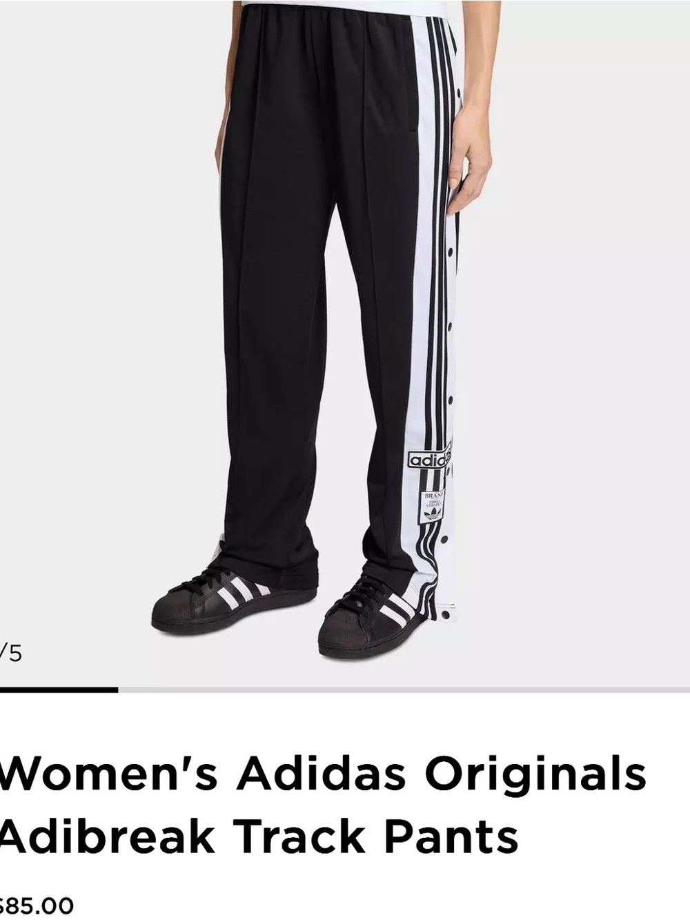 adidas Originals Black Track Pants with White Side Stripes
